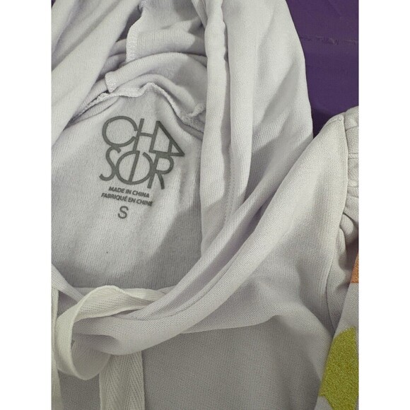 CHASER PASTEL GLITTER SUPERSTAR ULTRA GIRLIE WHITE HOODED 3/4 SLEEVE PULLOVER SM - Picture 5 of 9